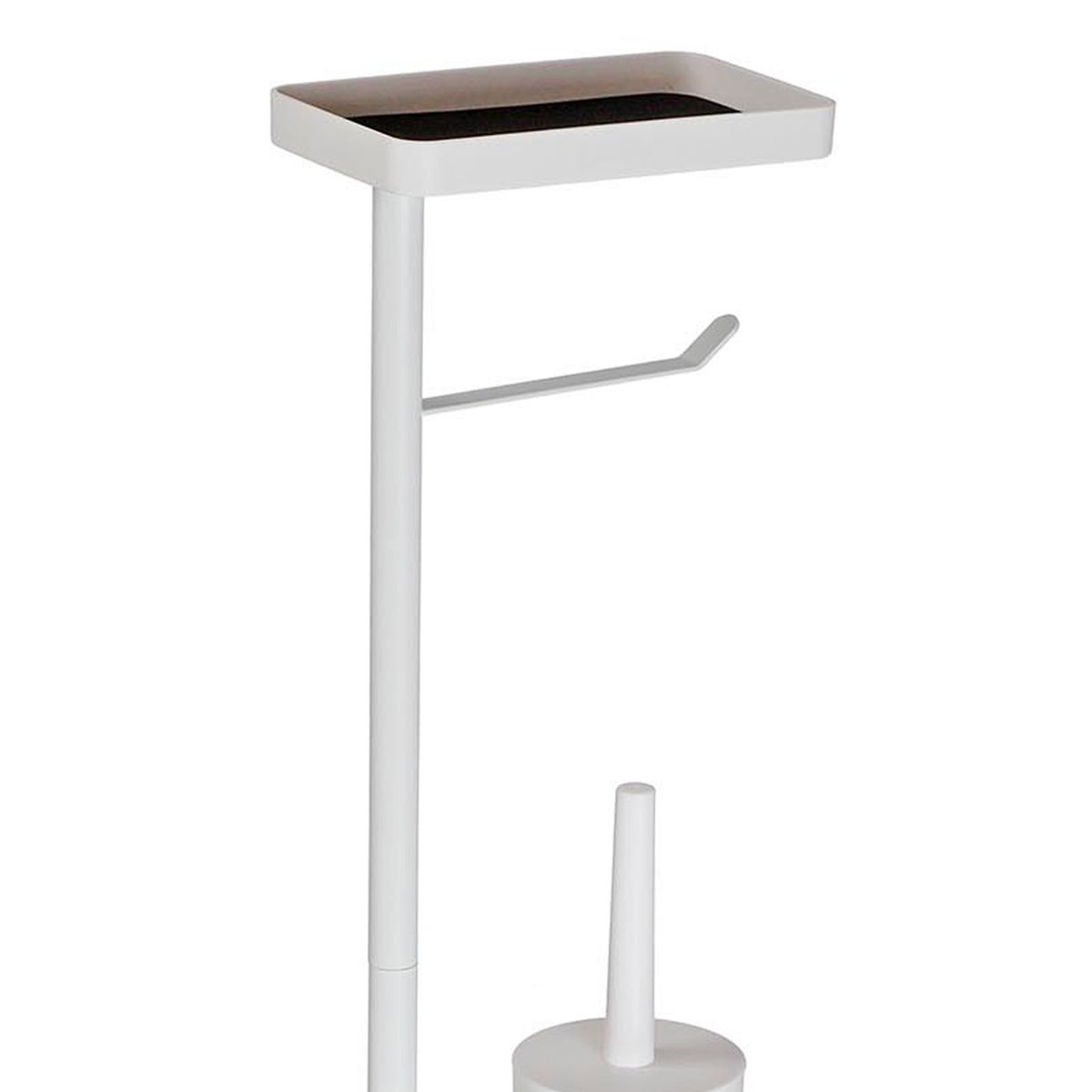 Dérouleur papier WC et brosse avec tablette en métal blanc 20x15x75cm blanc, VERSA
