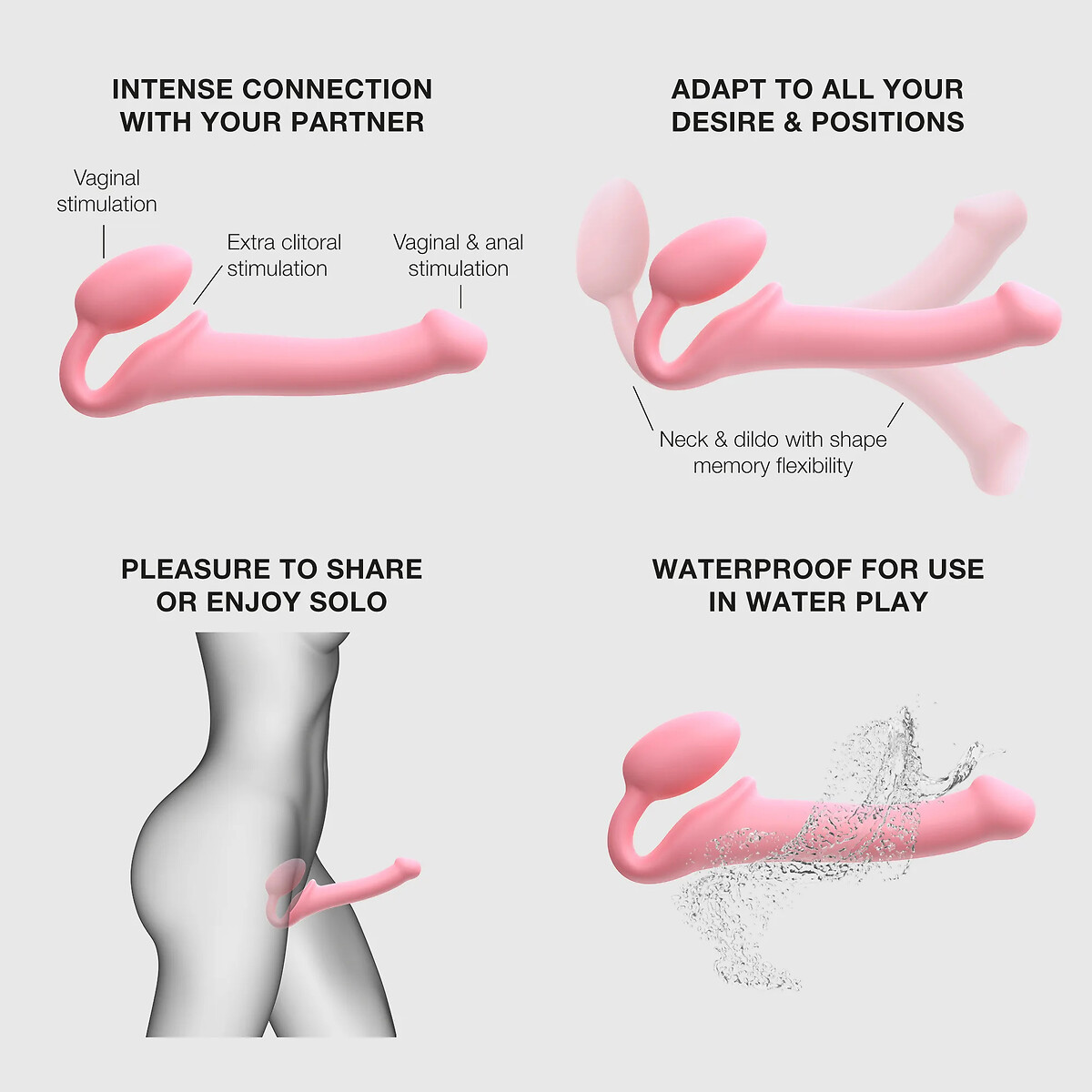 STRAP ON BENDABLE M rose, STRAP-ON-ME