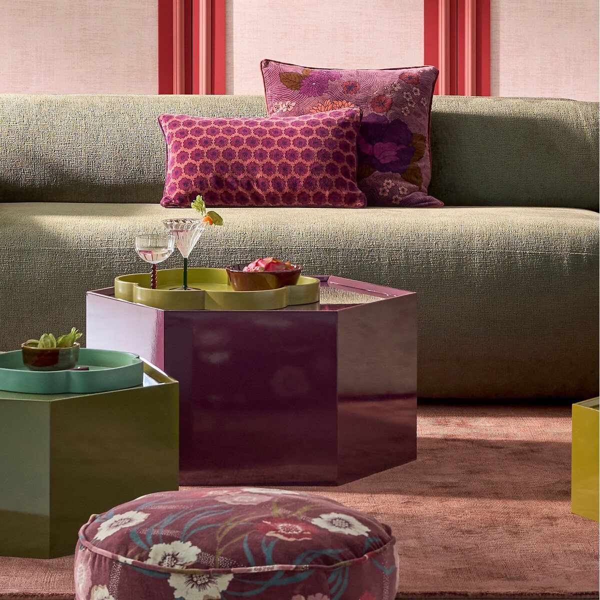 Velluto Rectangular Cushion Cover in Velour multi-coloured, LA REDOUTE INTERIEURS