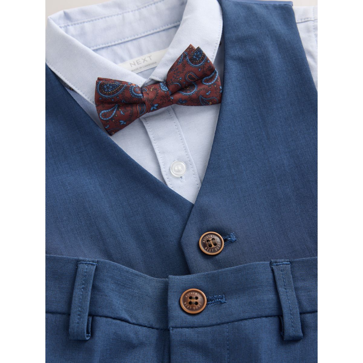 Gilet, chemise, pantalon et nœud papillon bleu marine, NEXT