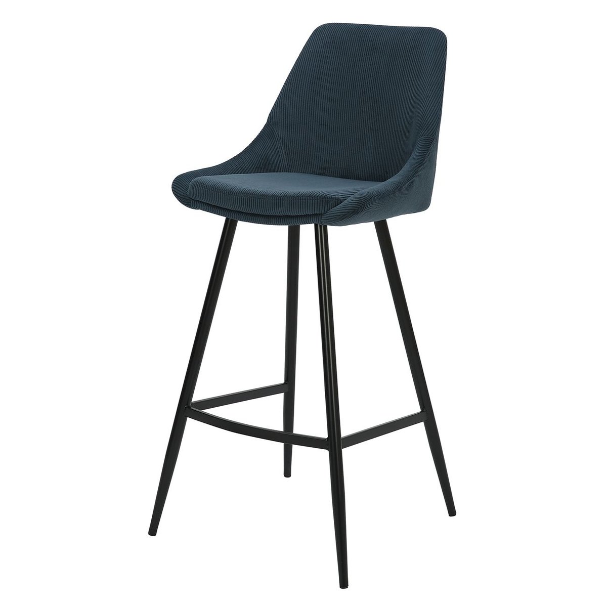Chaise de bar velours côtelé bleu foncé, ZAGO