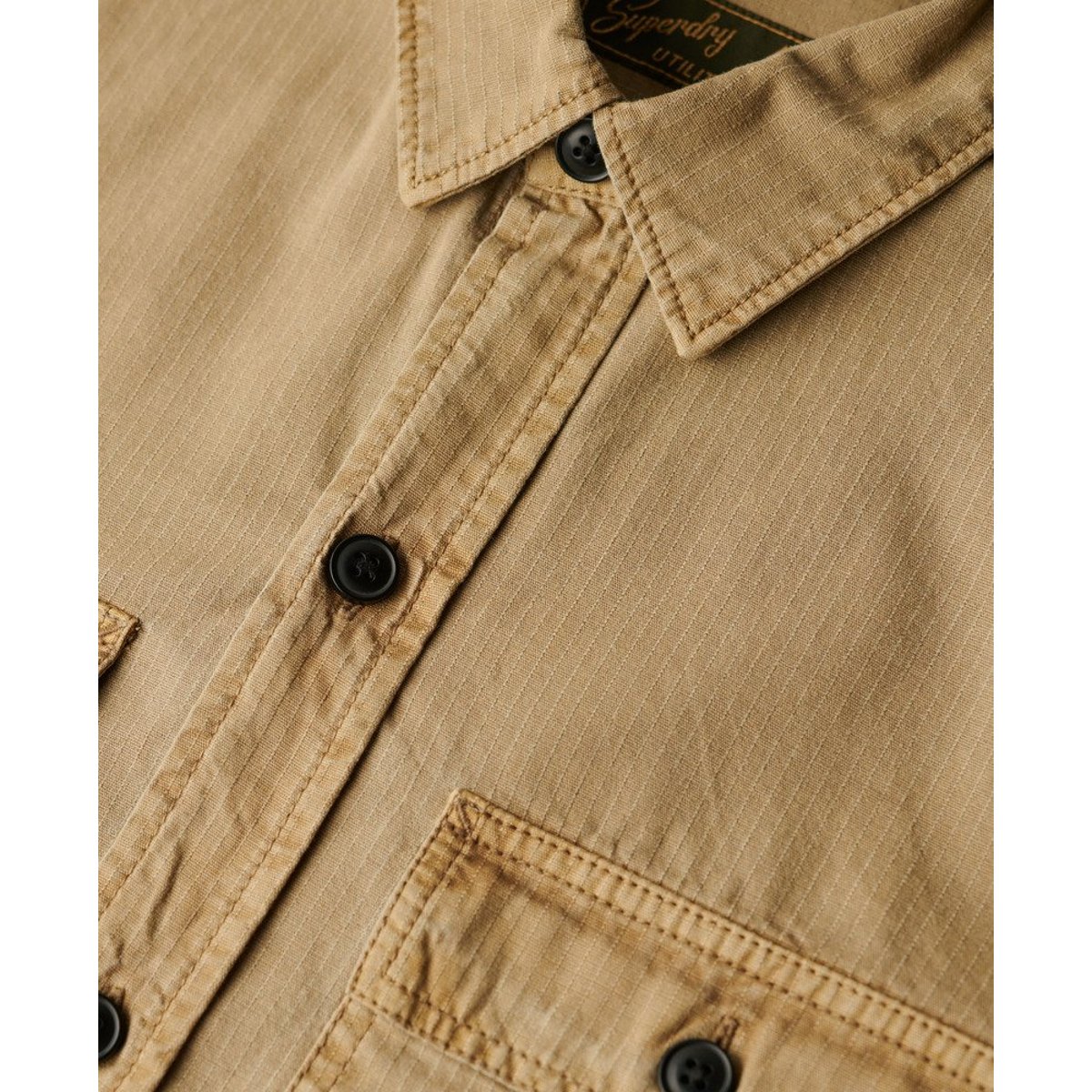 Surchemise Militaire à Manches Longues marron sable du canyon, SUPERDRY