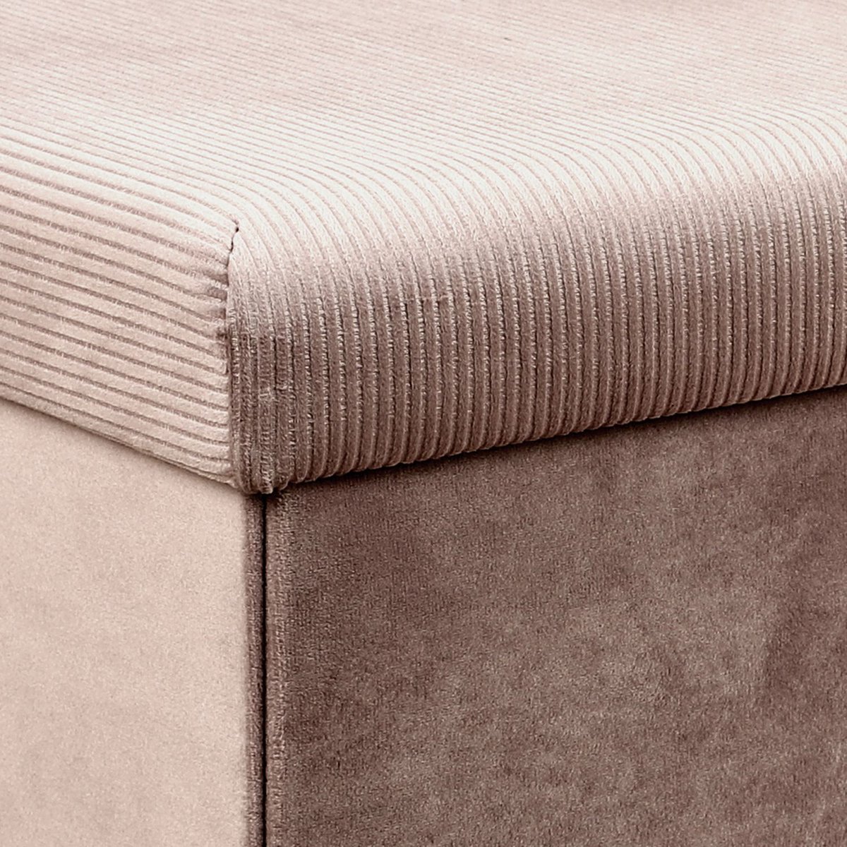 Banc coffre de rangement pliable en velours côtelé GIULIA rose, THE HOME DECO FACTORY