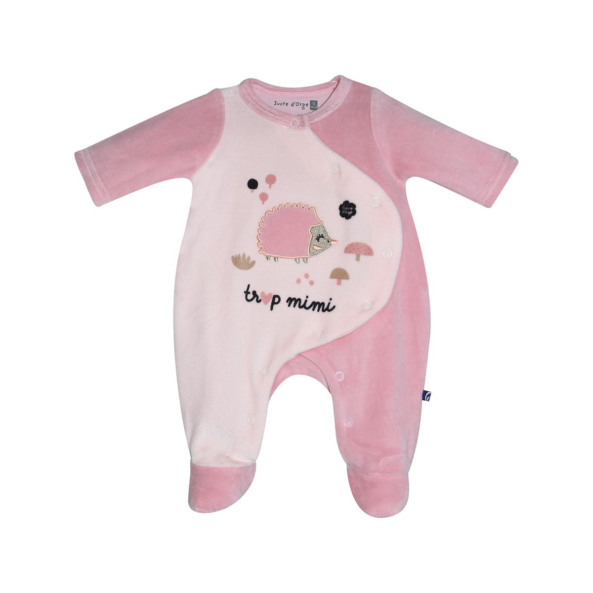 Trousseau naissance velours rase francia rose, SUCRE D'ORGE