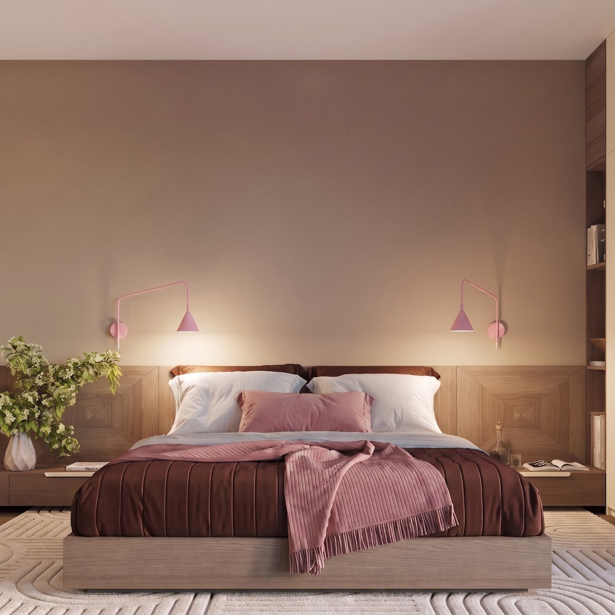 Applique murale Rose E14 1 Nox rose, EDEN