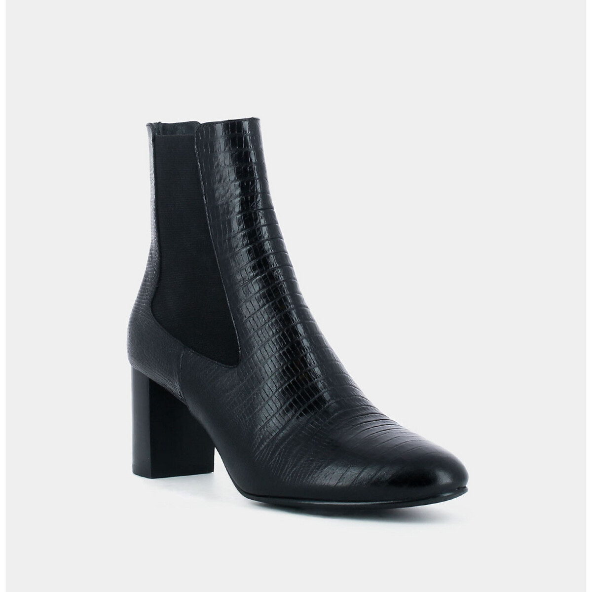 Bottines chelsea cuir à talon Duris noir, JONAK