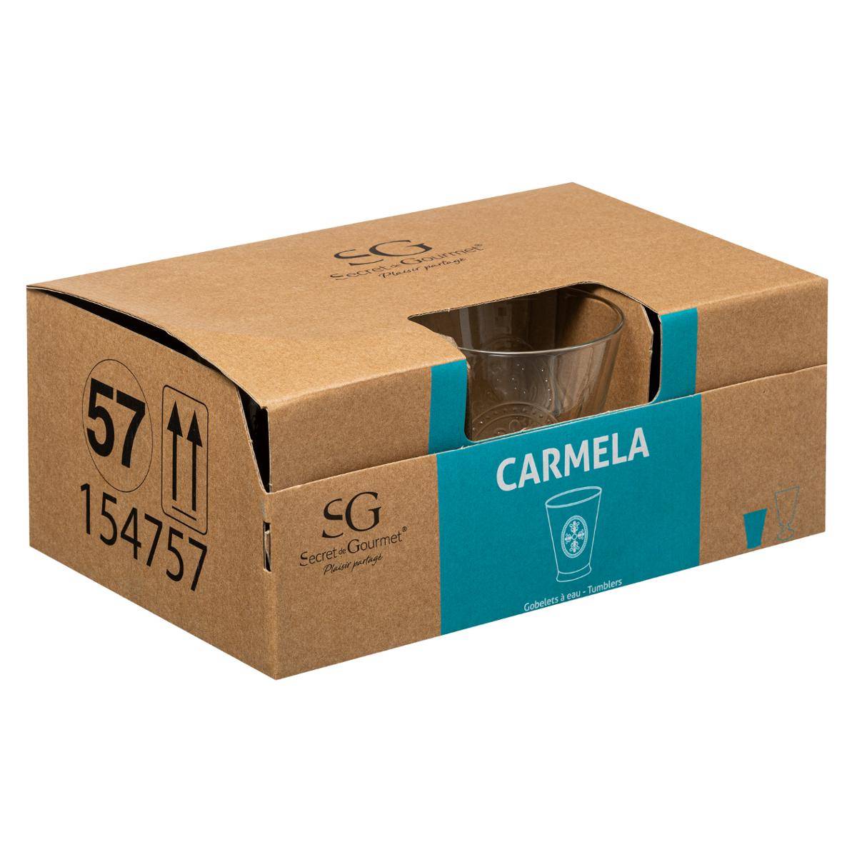 Lot de 6 verres bas en verre CARMELA transparent, SECRET DE GOURMET