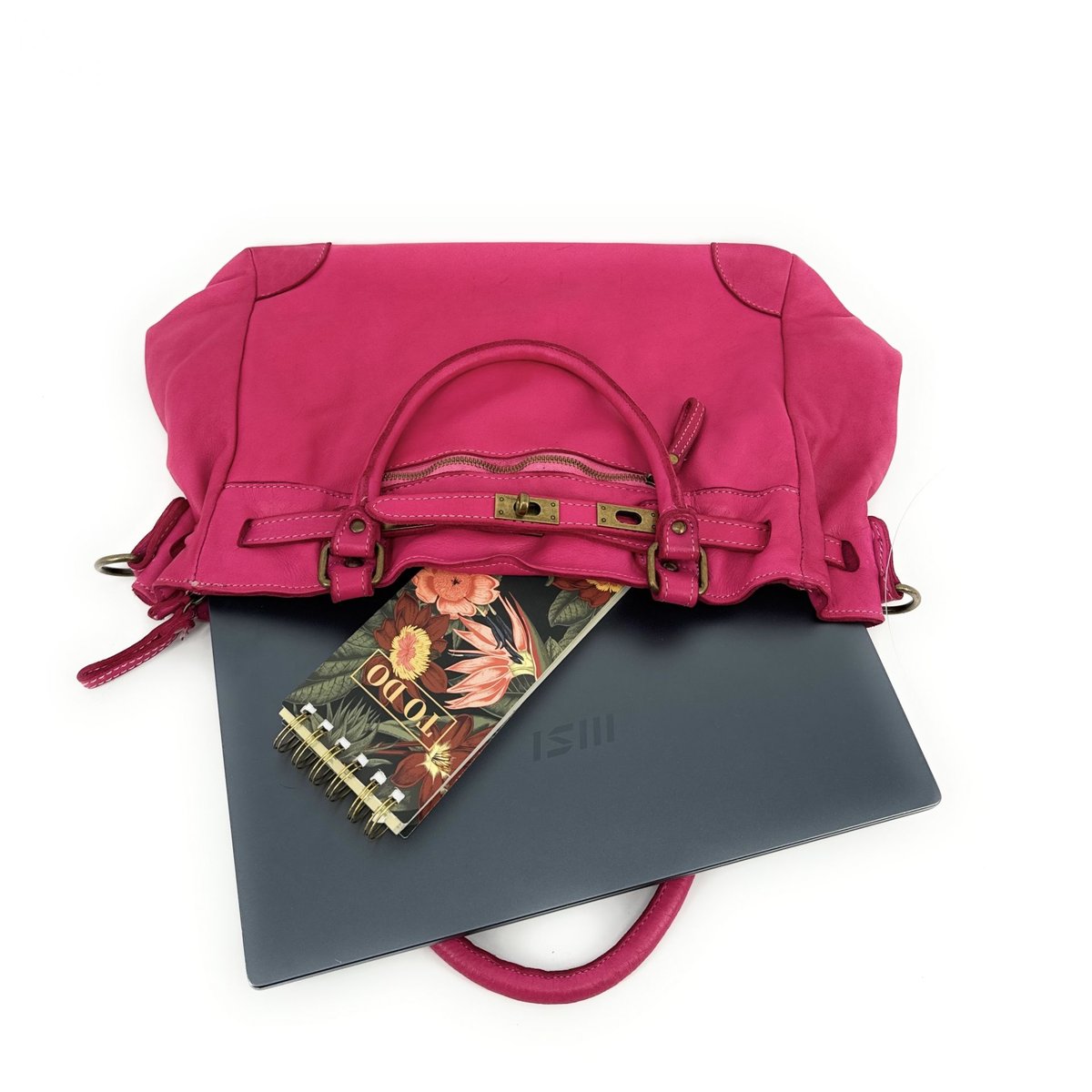 Sac à main haut de gamme cuir italien MISS JEANNE fushia, OH MY BAG