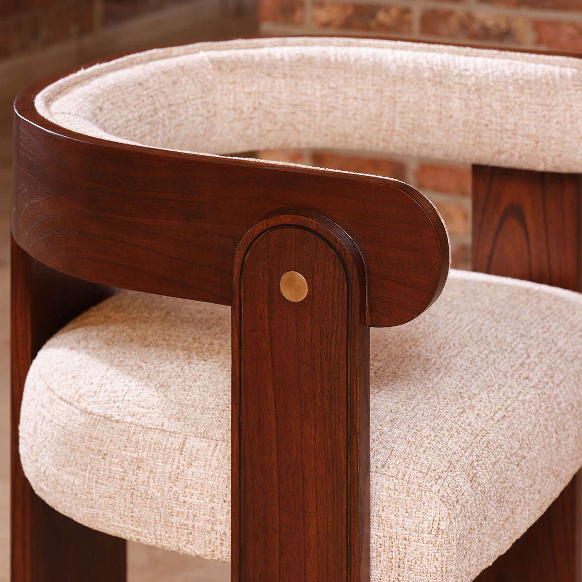 Chaise en mindi massif et tissu texturé ARCHIBALD couleur unique, BERAH GETAH