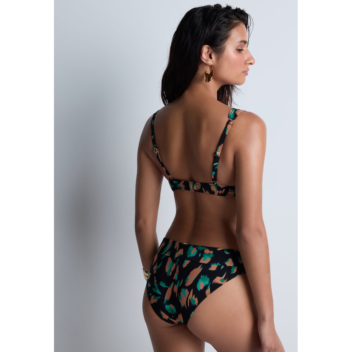 Bas de maillot de bain Culotte bresilienne Feline Energy green panther, AUBADE
