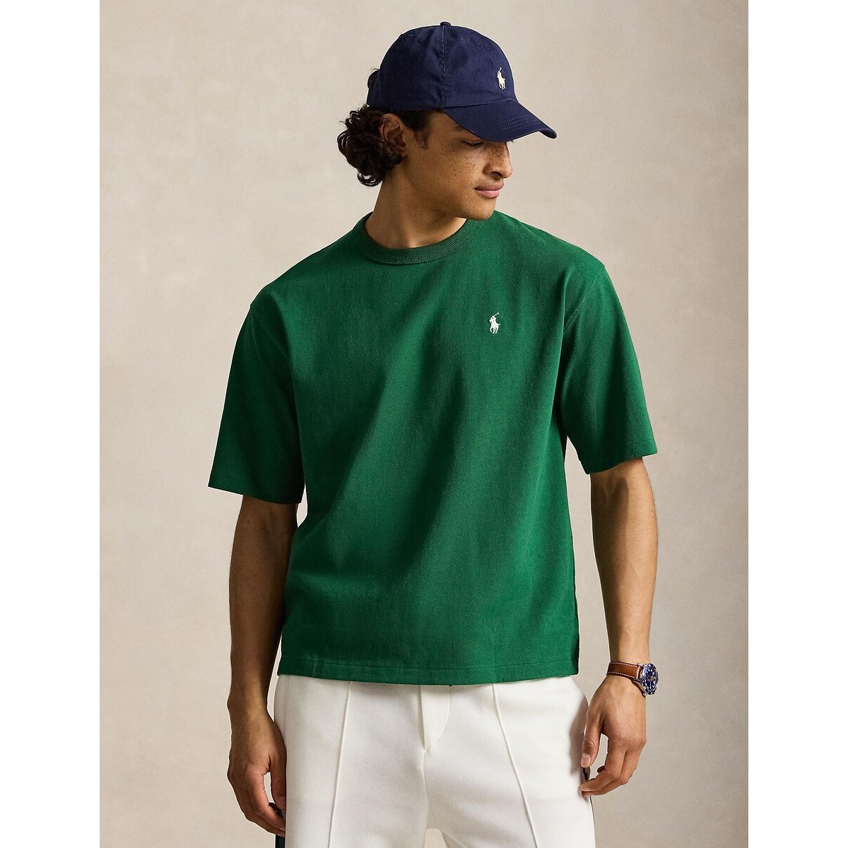 T-shirt a manica corta, vestibilità rilassata verde foresta, POLO RALPH LAUREN