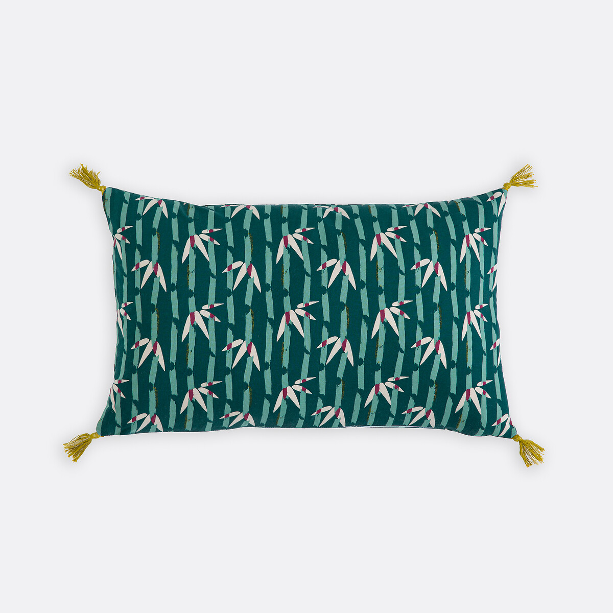 Housse de coussin rectangulaire, en coton imprimé, YASUO imprimé fond bleu, LA REDOUTE INTERIEURS