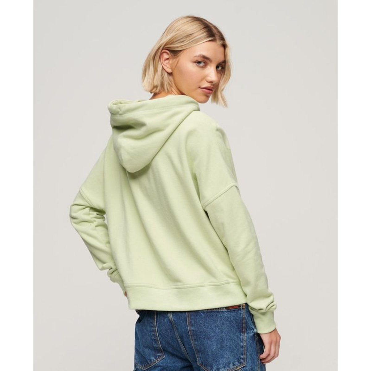 Sweat à capuche droit à logo Sportswear verts tendres, SUPERDRY
