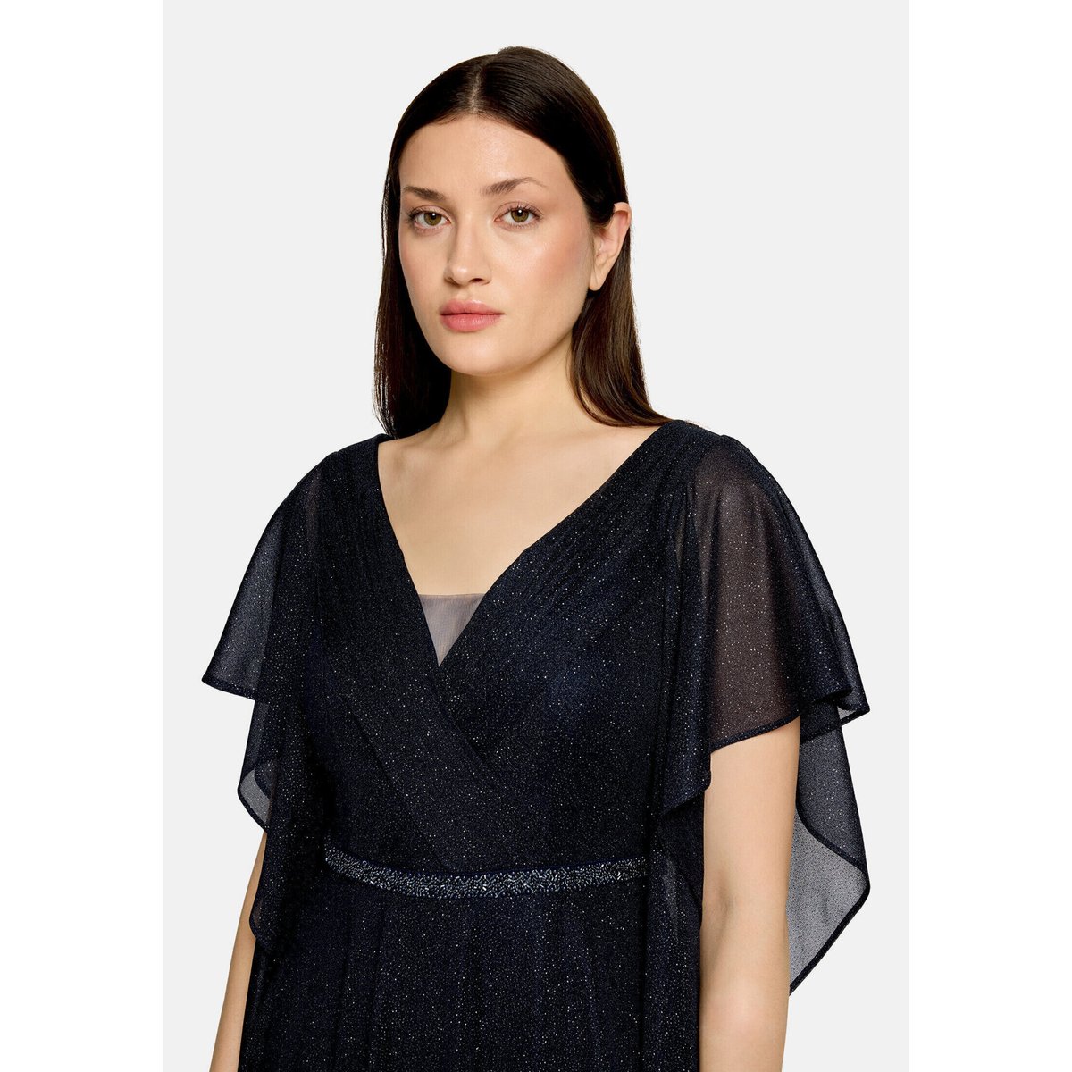 Robe de soirée au look scintillant bleu foncé/gris, VERA MONT