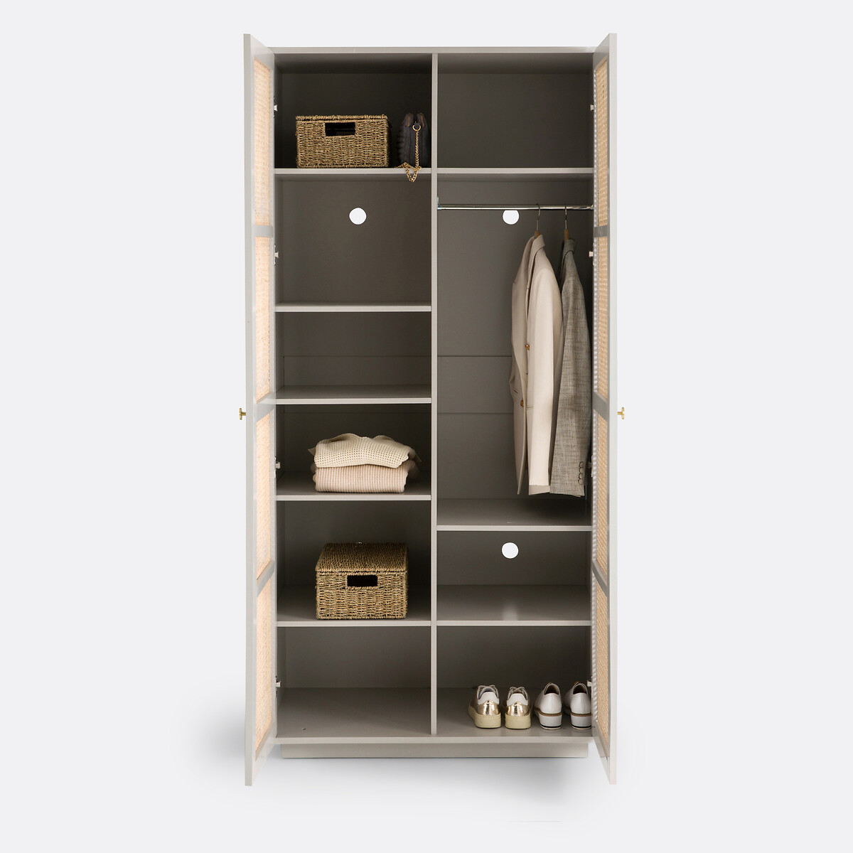 Armoire 2 portes, Paola gris/naturel, LA REDOUTE INTERIEURS