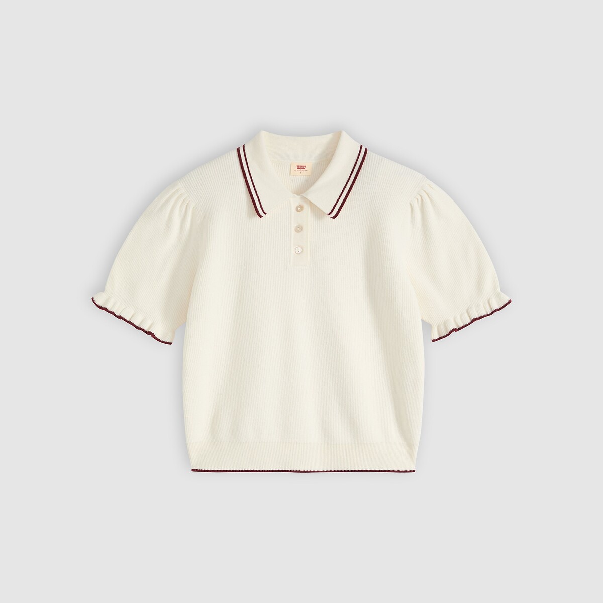 Pull manches courtes col polo ecru, LEVI'S