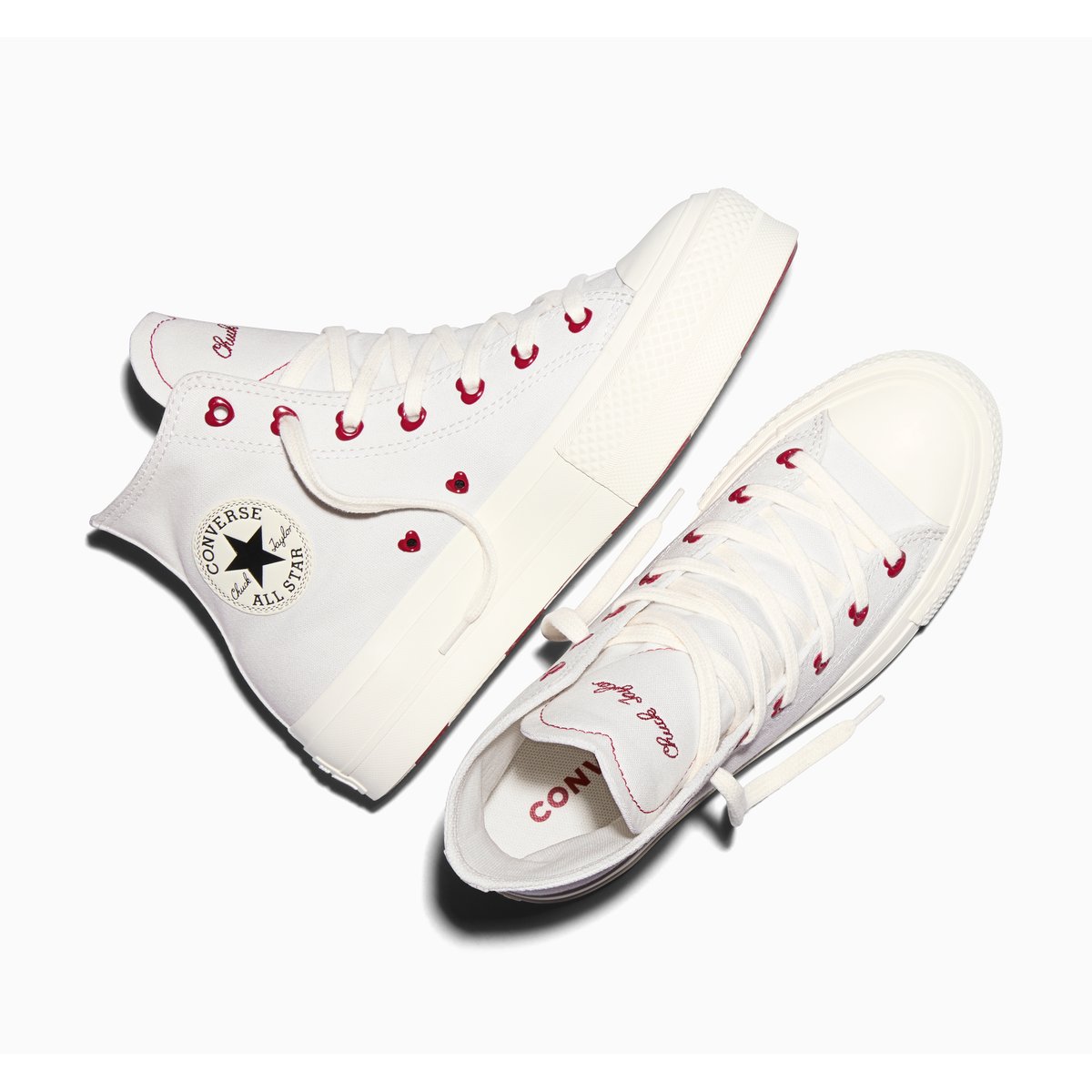 Baskets CHUCK TAYLOR ALL STAR LIFT PLATFORM VALENTINE'S DAY vintage white/egret/days ahead red, CONVERSE