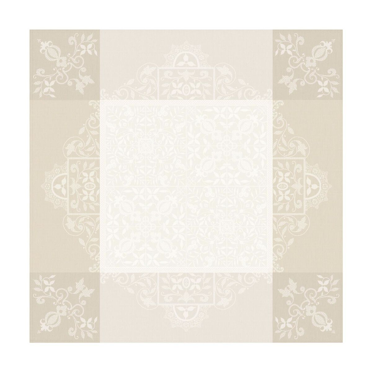 Nappe Venezia Ivoire Ivoire 175x320 100% coton ivoire, LE JACQUARD FRANCAIS