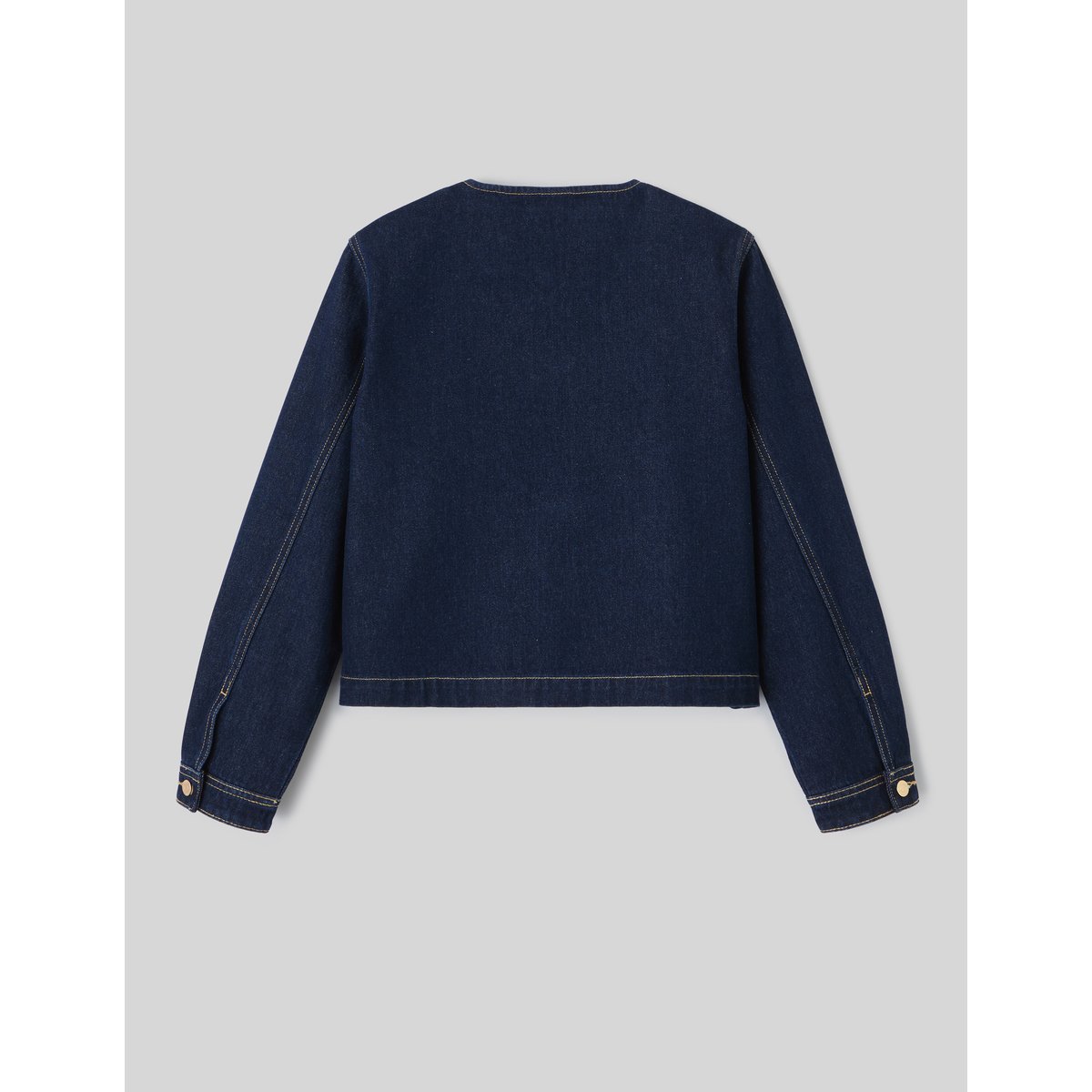 Veste en jean sans col bleu moyen, BZB