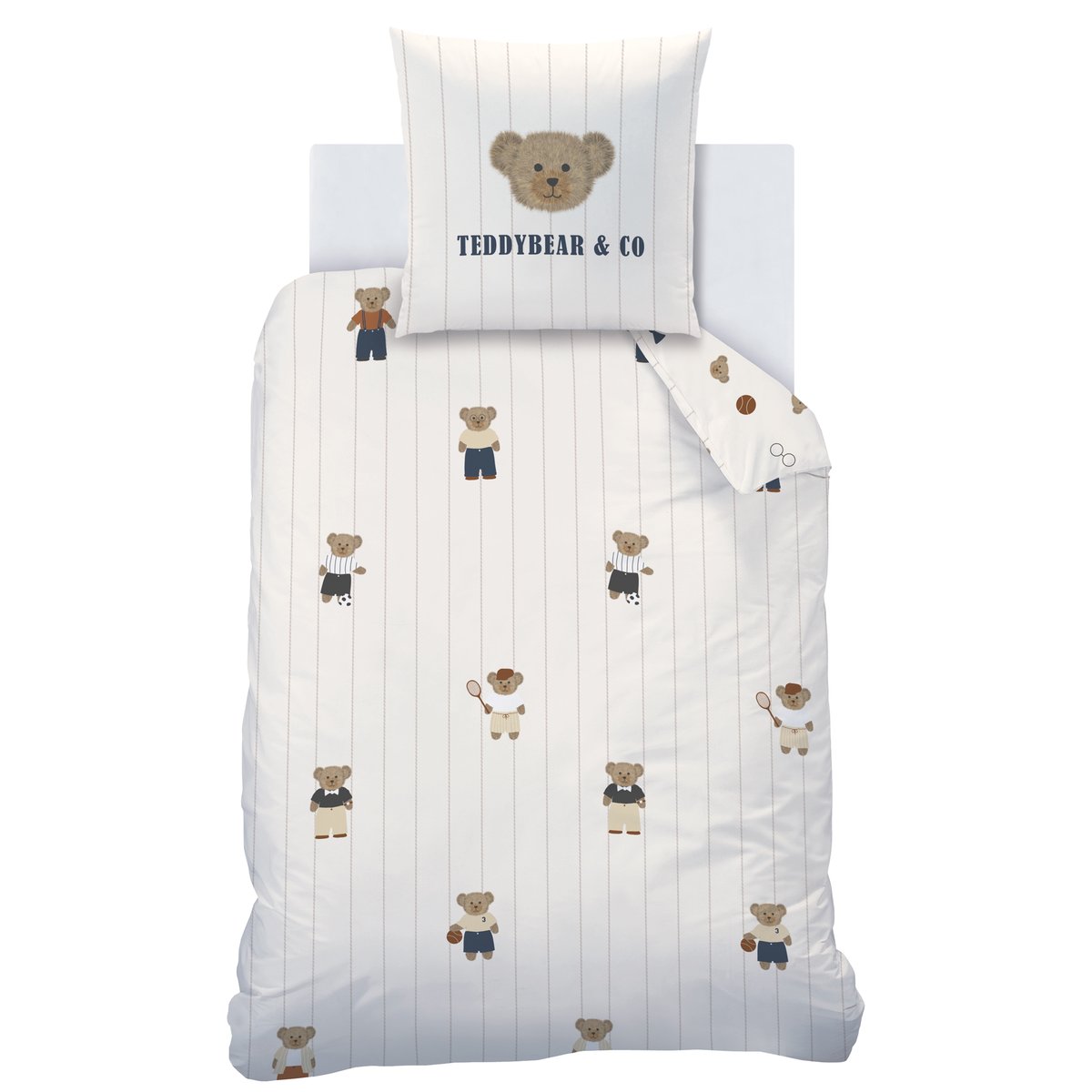 Parure de lit imprimée 100% coton, TEDDY BEAR beige, MATT ET ROSE