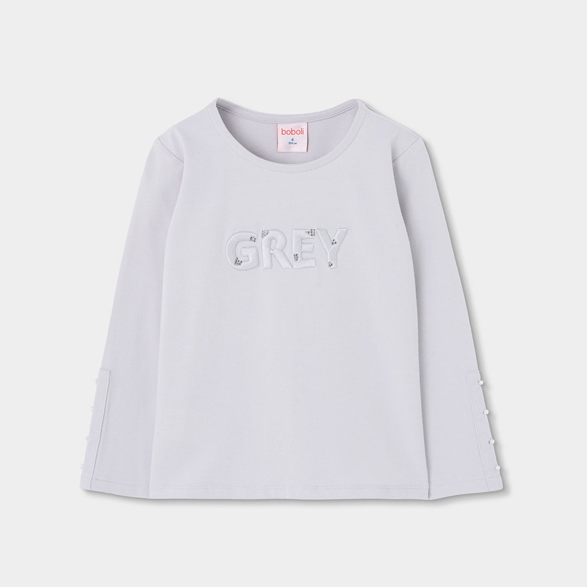 T-shirt en maille fille avec lettres blanc, BOBOLI
