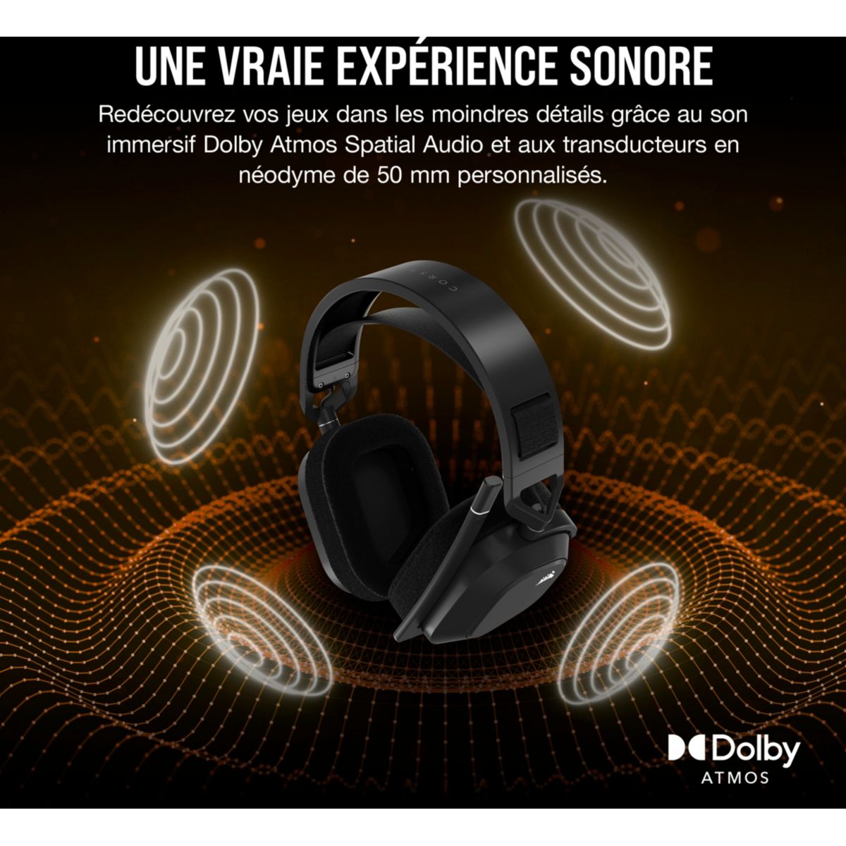 Casque gamer HS80 MAX Wireless Steel Gray couleur unique, CORSAIR