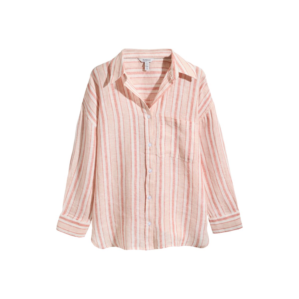 Chemise lin n. premium rayures abricot, NEXT