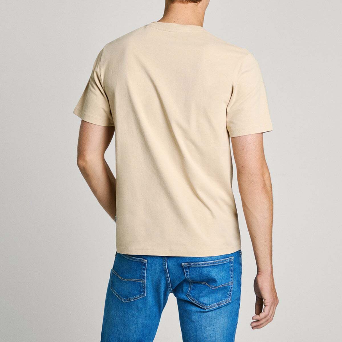 T-Shirt Coupe Regular Avec Logo Brodé beige béton, PEPE JEANS