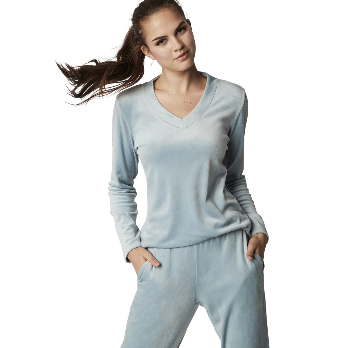 Pyjama pantalon top manches longues POLARSOFT bleu, SELMARK