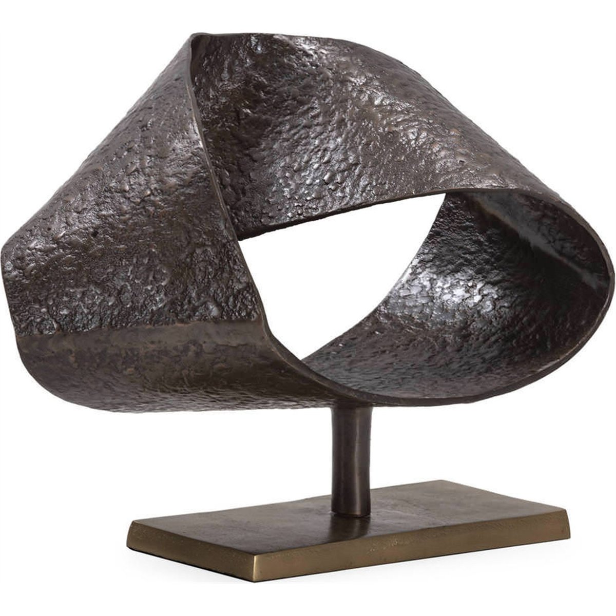 Sculpture abstraite figurative en métal bronze vieilli et laiton vieilli, RECOLLECTION