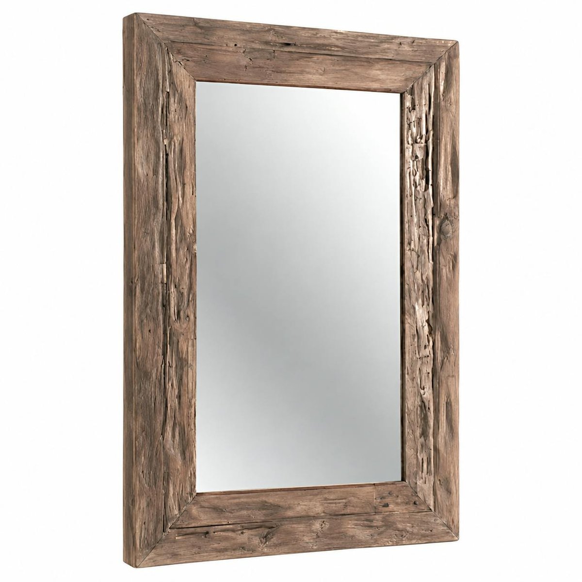 Miroir rectangulaire avec cadre bois recyclé 120 cm DEPOK bois naturel, PIER IMPORT