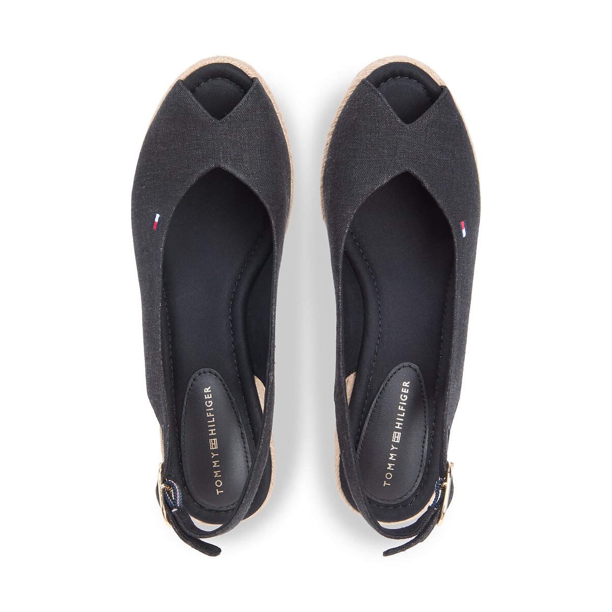 Sandales compensées slingback noir, TOMMY HILFIGER