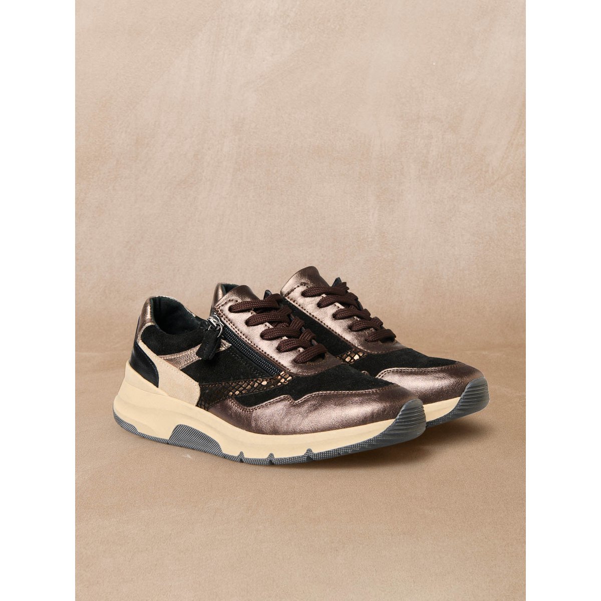 Derbies zippés talon 4 cm marron, PEDICONFORT