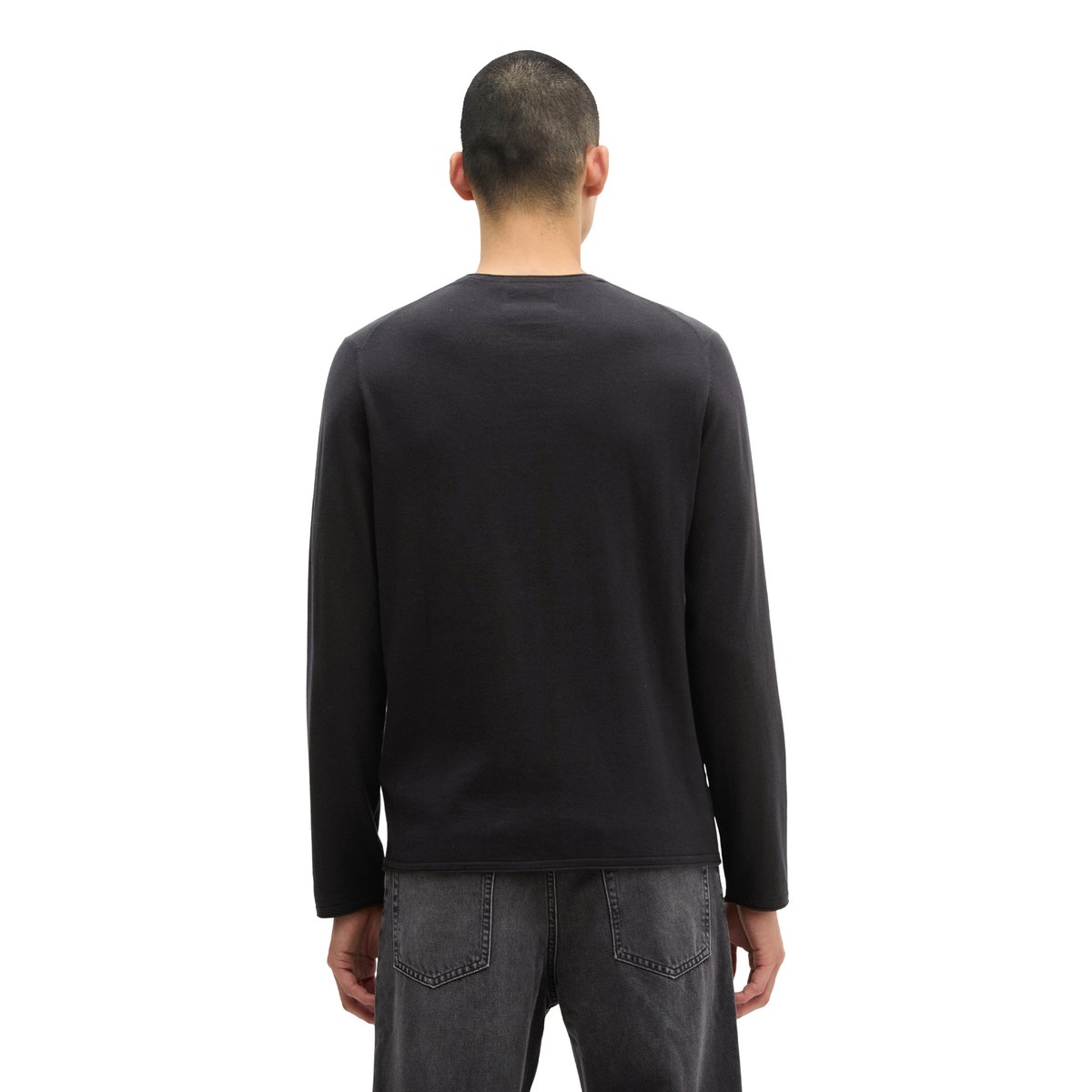 Pull-over regular en mélange de coton et de cachemire bio noir, MARC O'POLO