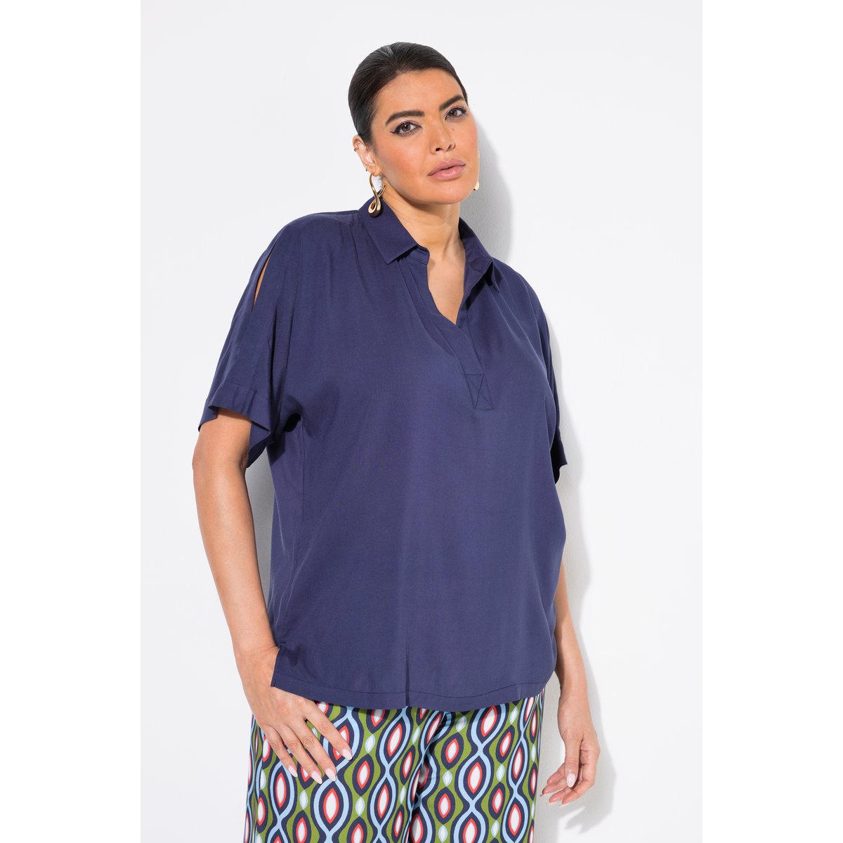 Blouse oversize. Col chemise et univers, ULLA POPKEN