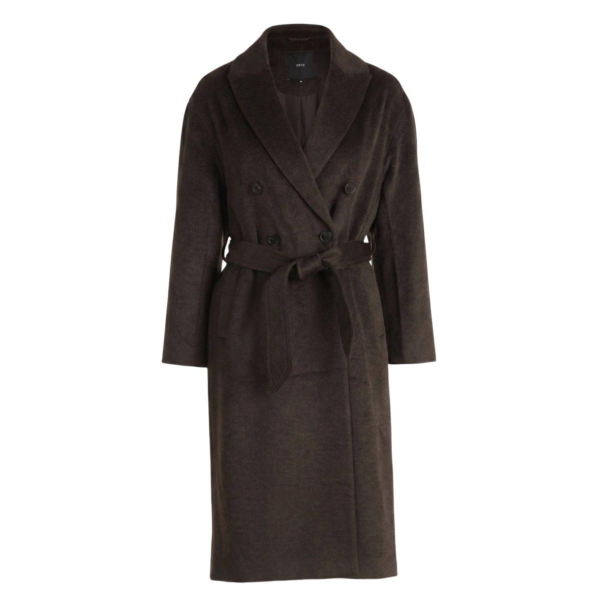 Manteau de mi-saison à ceinture dark brown melange, ZERO