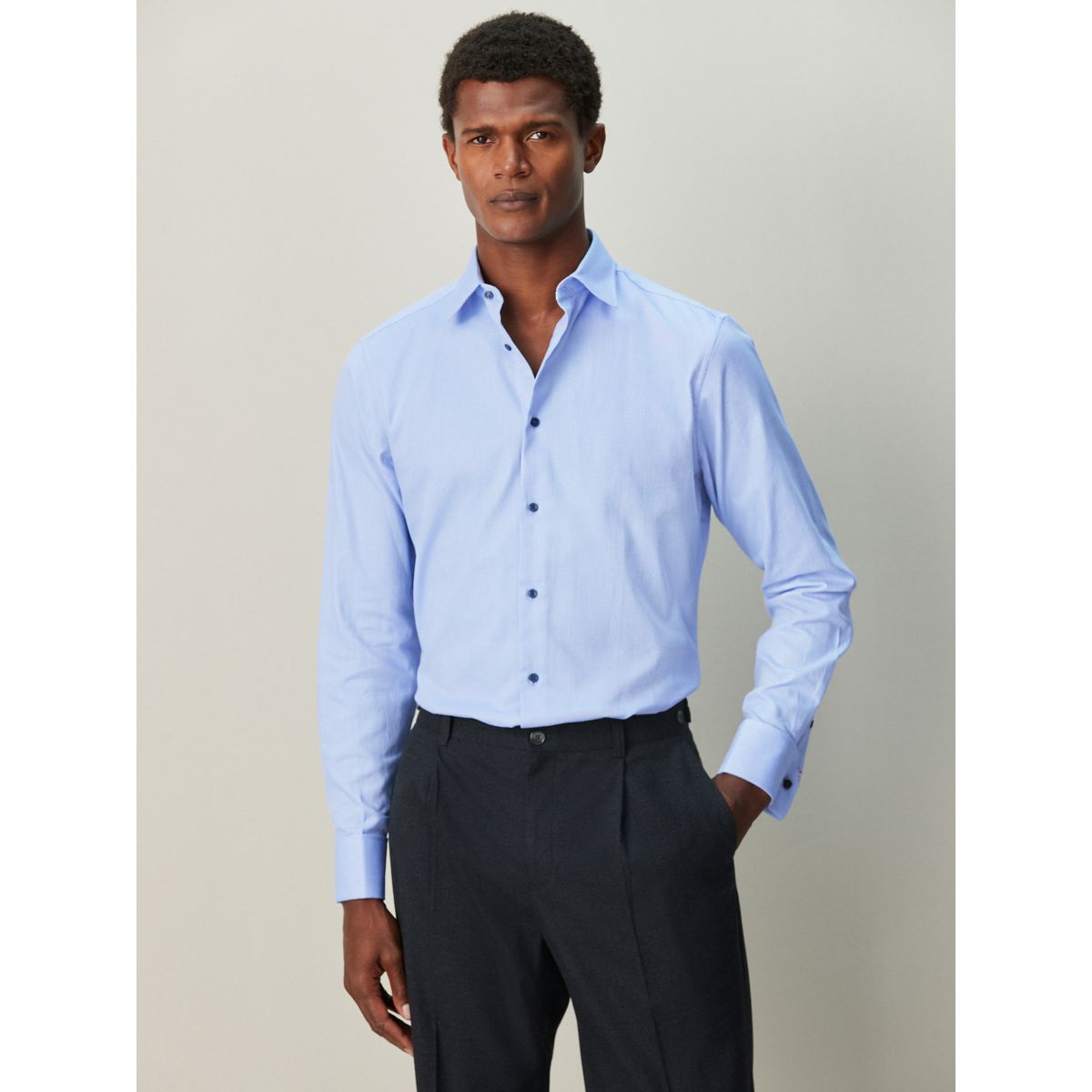 Chemise coton à manches longues bleu, NEXT