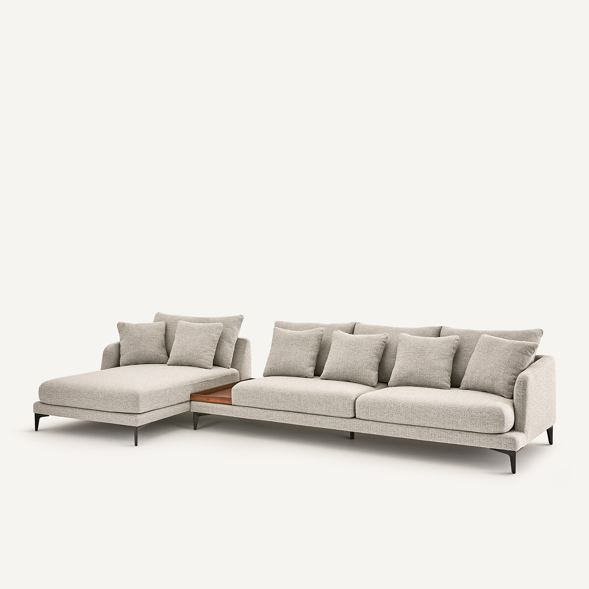 Demi-canapé avec plateau, en mélange texturé, MODERNISTE gris moyen, EMMANUEL GALLINA X AM.PM