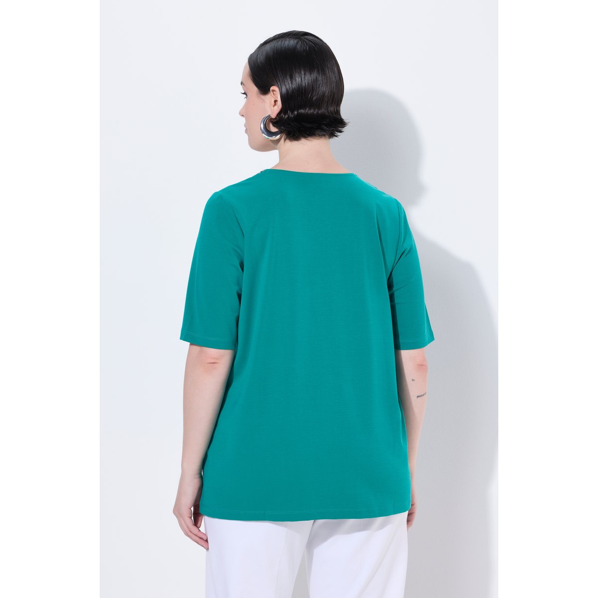 T-shirt manches courtes et décolleté vert bleu, ULLA POPKEN