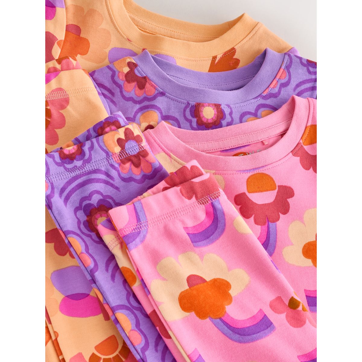 Pyjama douillet motif floral rétro, lot de 3 rose/violet, NEXT