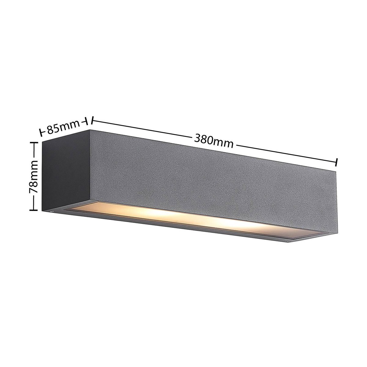 Applique extérieure en aluminium moderne gris foncé, transparent, ARCCHIO