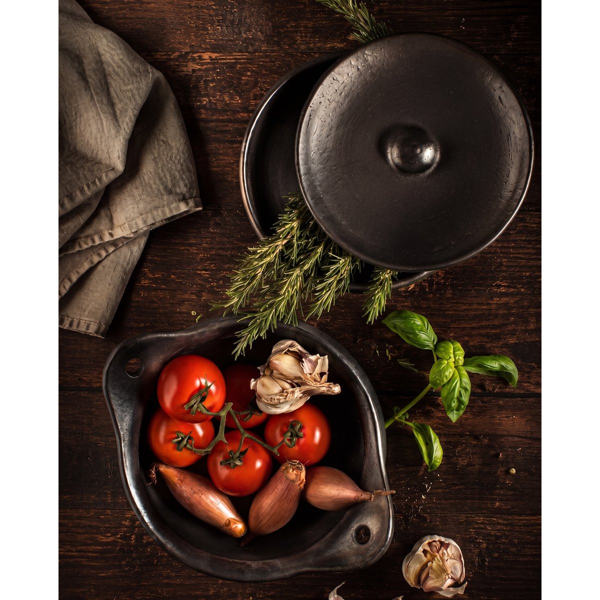 Cocotte en terre cuite BURNED noir, BAZAR BIZAR