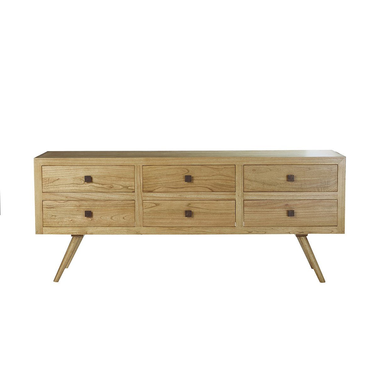 Commode en bois massif 200 cm 6 tiroirs  FELIX naturel, BERAH GETAH
