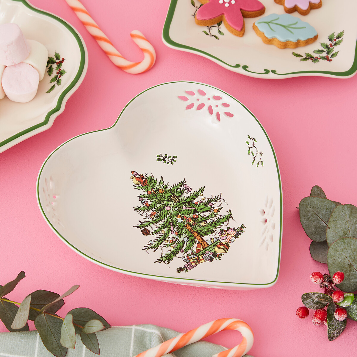 Christmas Tree Pierced Heart Serving Dish green, SPODE