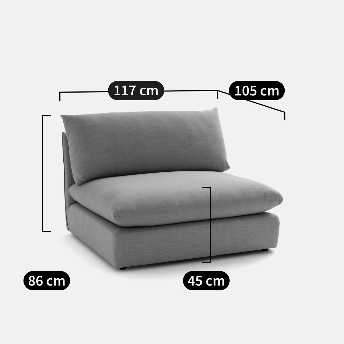 Élément chauffeuse pour canapé modulable, en velours texturé, MALO ecureuil, LA REDOUTE INTERIEURS