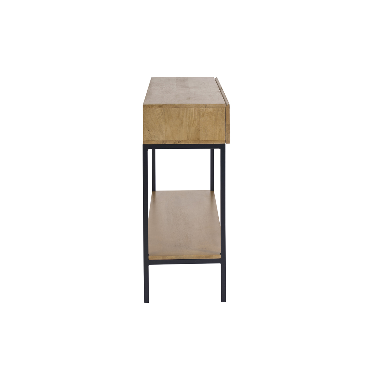 Console industrielle avec rangements 2 tiroirs en bois manguier massif et métal noir L110 cm YPSTER bois clair / noir, MILIBOO