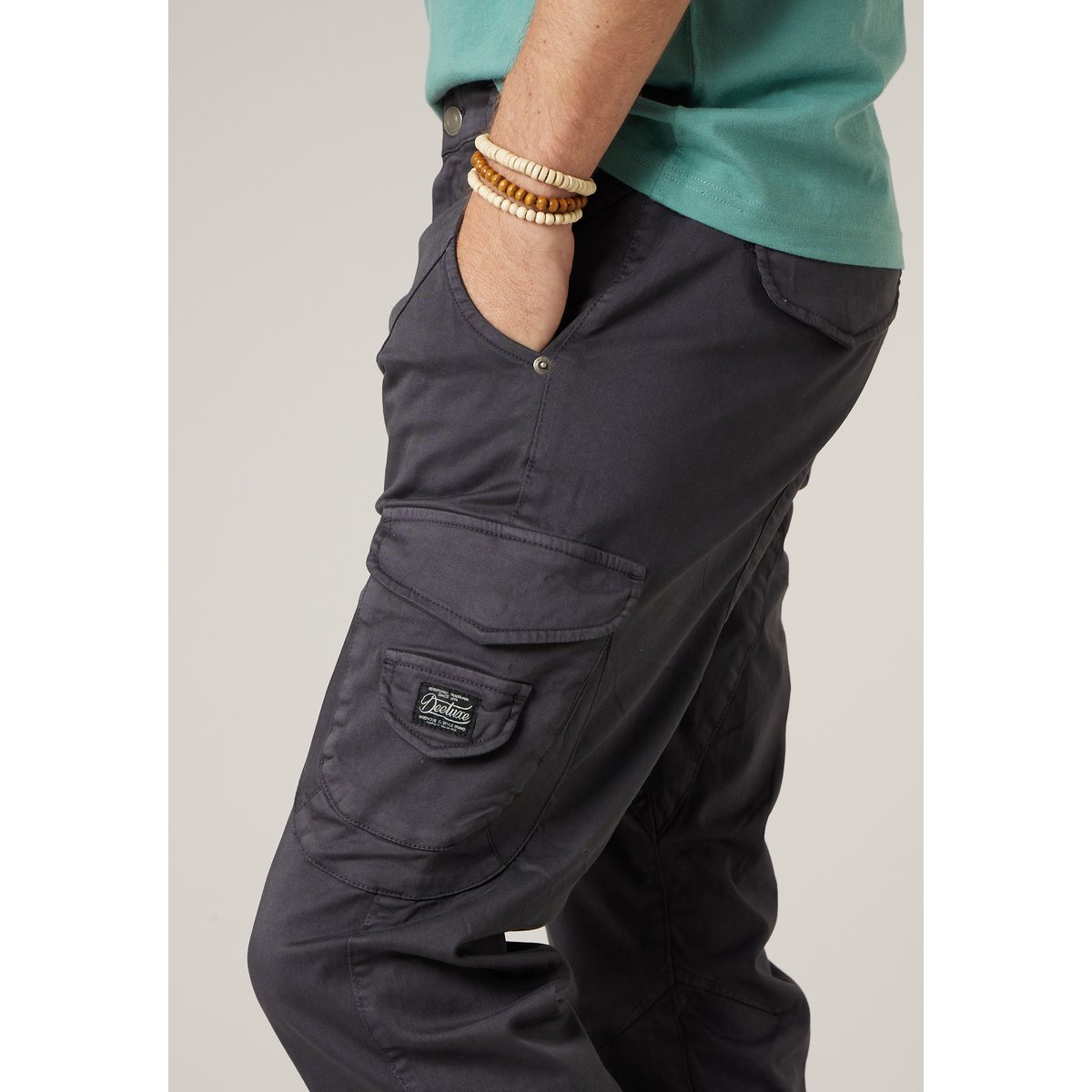 Pantalon cargo slim homme en coton GARDEN charcoal, DEELUXE