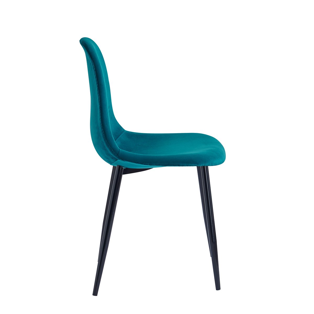 Lot de 4 chaises en velours, COPENHAGEN bleu canard, NORDLYS