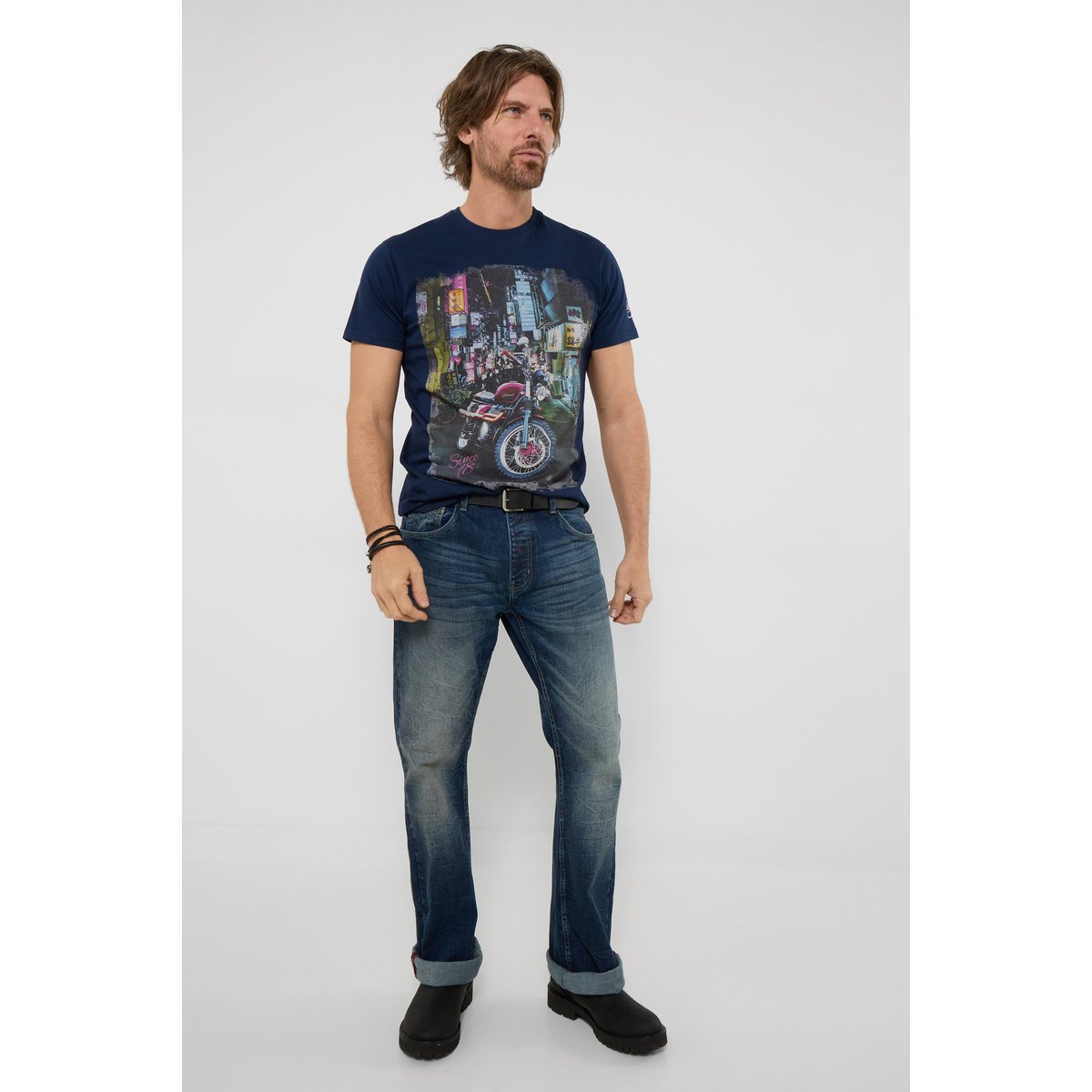 T-shirt graphique rues de Tokyo bleu, JOE BROWNS