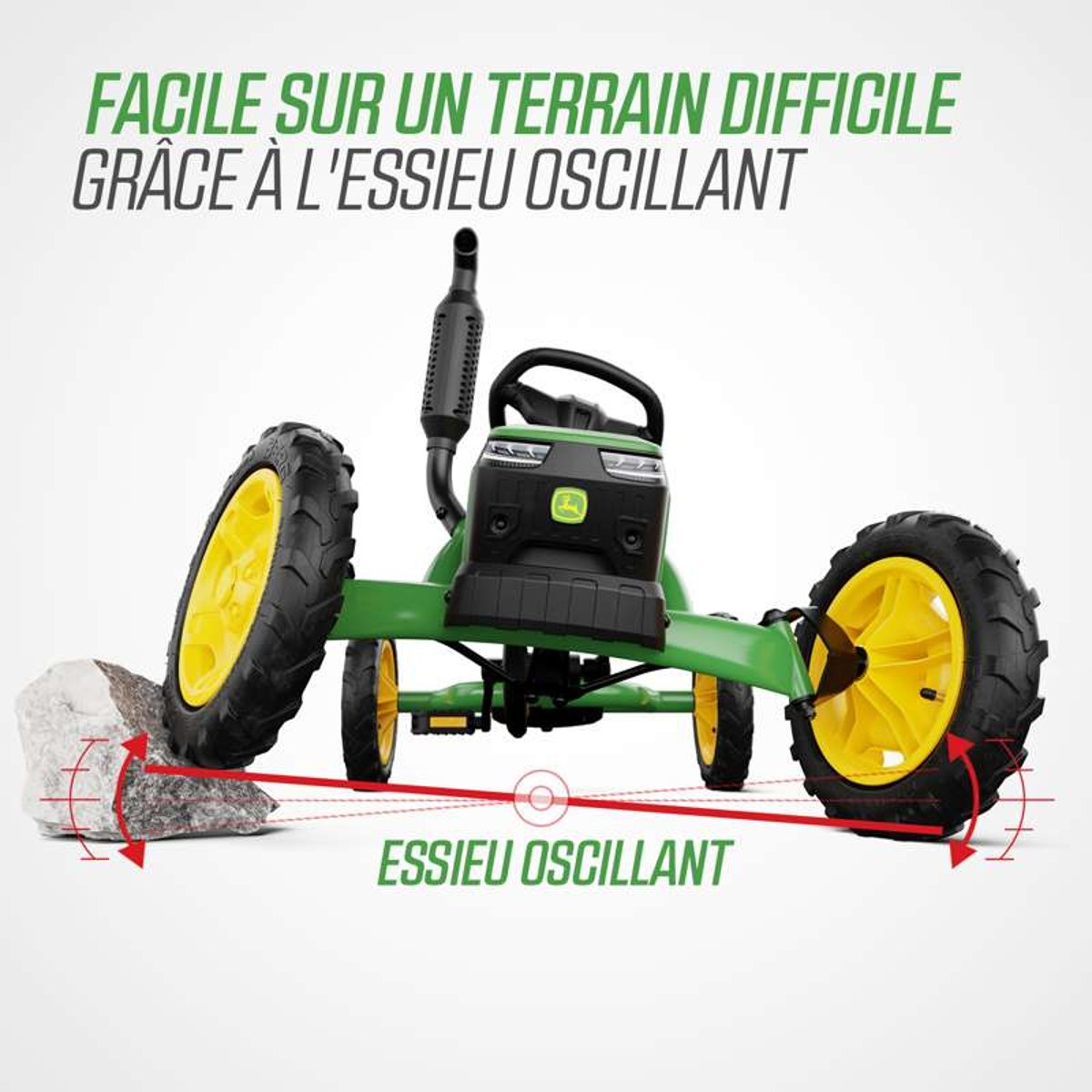 Kart à Pédales pour Enfants, 3+ Ans, Buddy John Deere green/yellow, BERG TOYS
